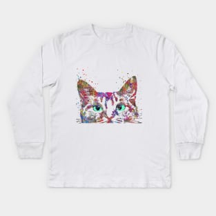 Peeking cat Kids Long Sleeve T-Shirt